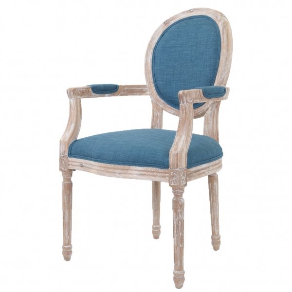 Стул French chairs Provence Blue ArmChair Голубой пастельный Бежевый в Казани | Loft Concept 