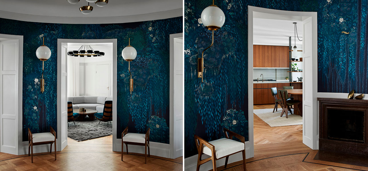 Обои ручная роспись Hippolyta’s Forest Original colourway on Empire Blue dyed silk - фото №2