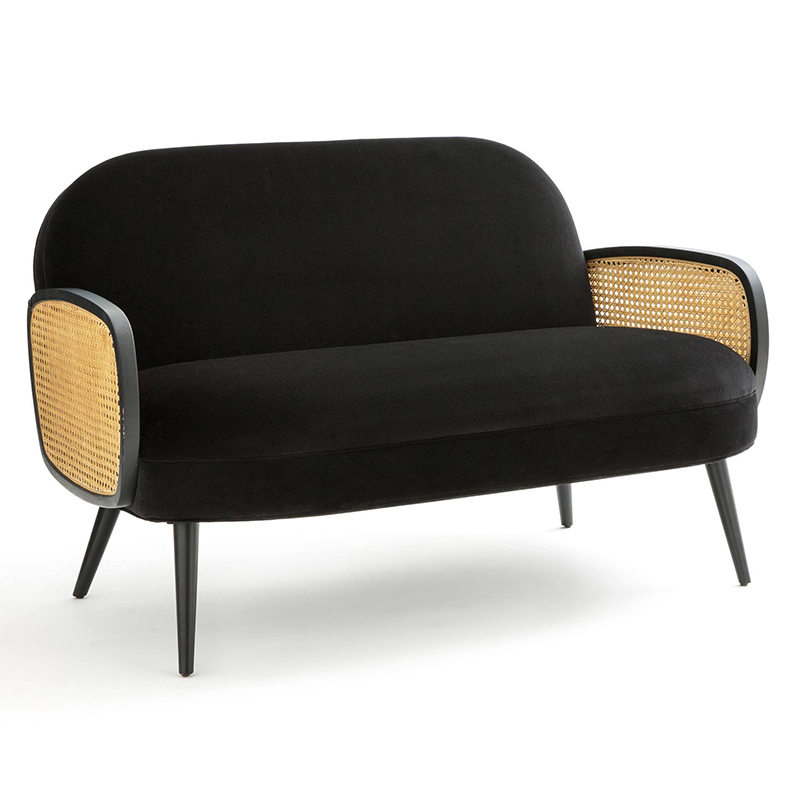 Диван Morten Wicker Black Sofa Черный Черный в Казани | Loft Concept 