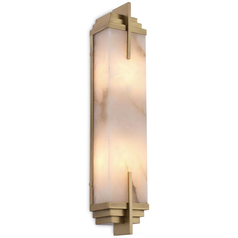 Бра Eichholtz Wall Lamp Harman Brass Латунь Бежевый Белый Мрамор Bianco в Казани | Loft Concept 