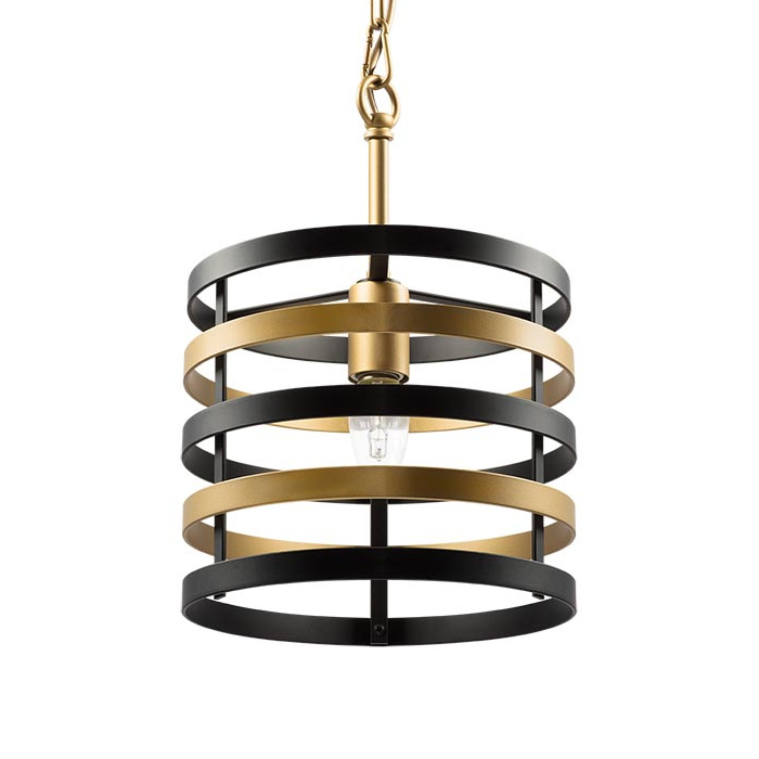 Подвесной светильник Gold Stripes Chandelier Черный Золотой в Казани | Loft Concept 