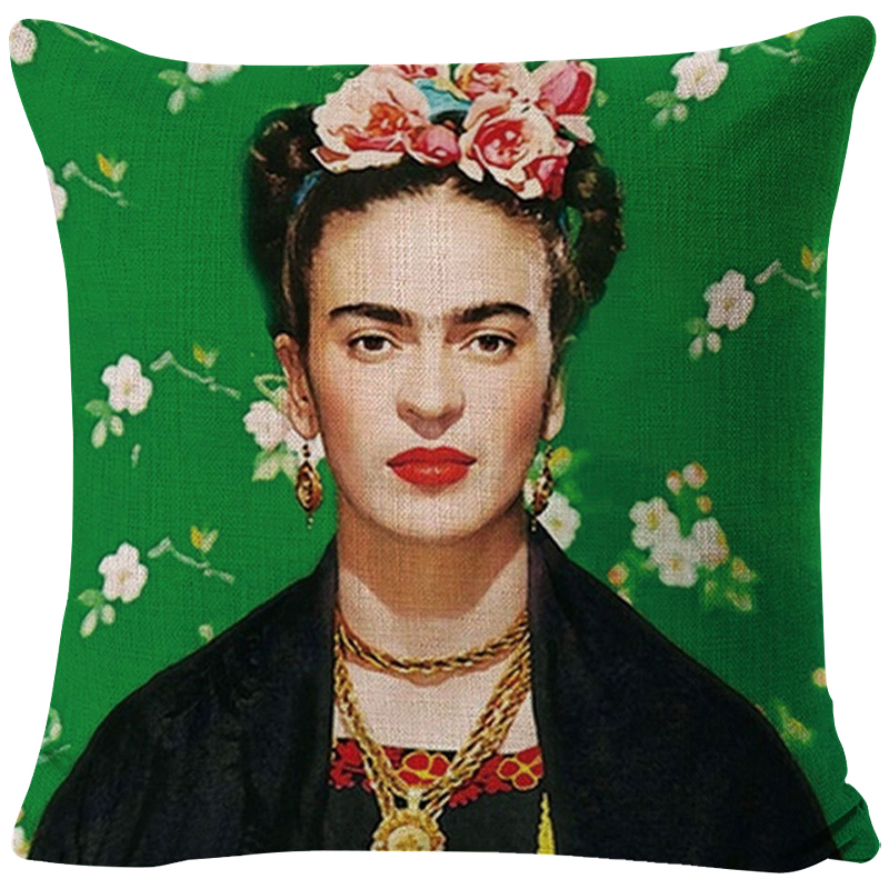 Декоративная подушка Frida Kahlo 8 Зеленый Мульти в Казани | Loft Concept 