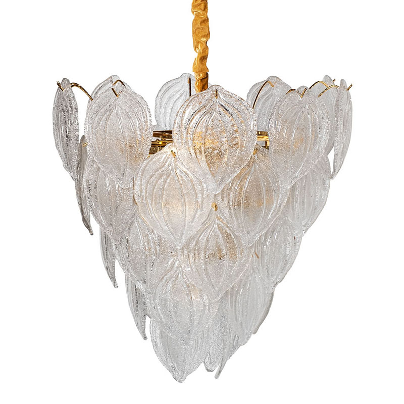 Люстра Textured Glass Chandelier Petal 10 Глянцевое золото в Казани | Loft Concept 