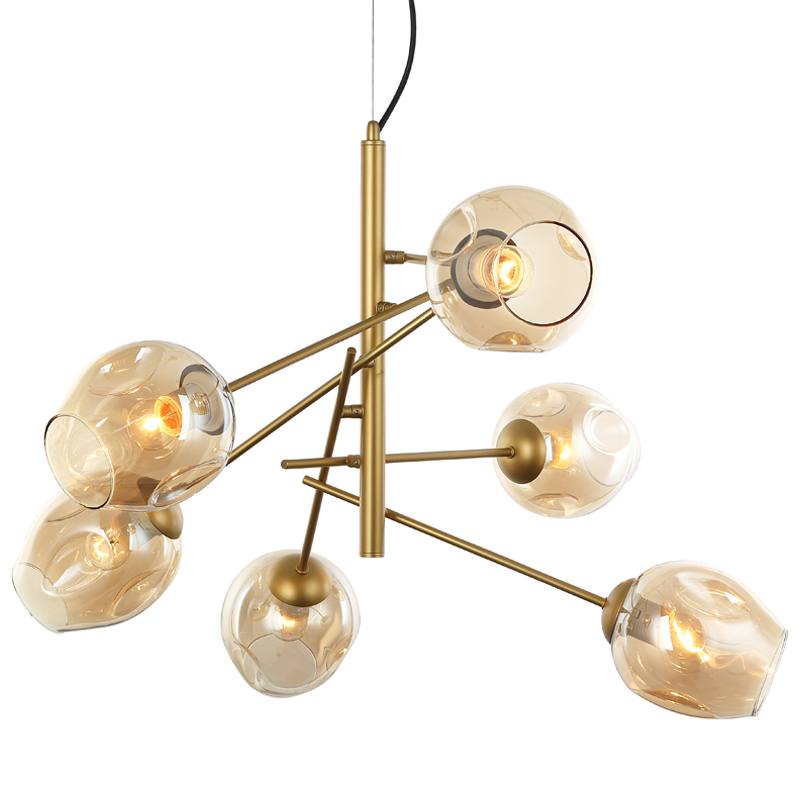 Люстра Branching Bubble Chandelier Vertical Gold Золотой Янтарь (Amber) в Казани | Loft Concept 