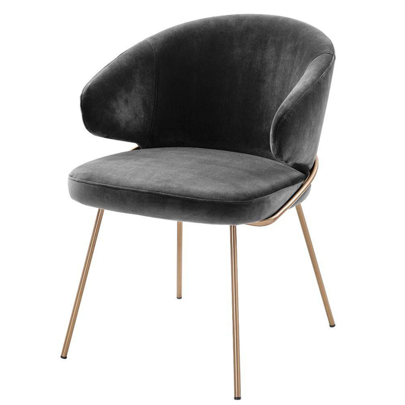 Стул Eichholtz Dining Chair Kinley dark grey Серый Латунь в Казани | Loft Concept 