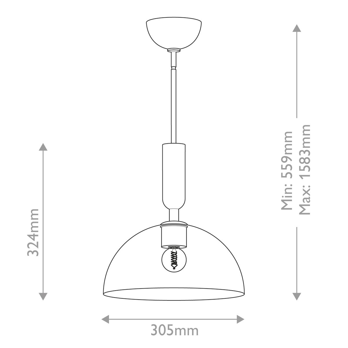 Подвесной светильник с прозрачным полусферическим стеклянным плафоном Alora Mood  в Казани