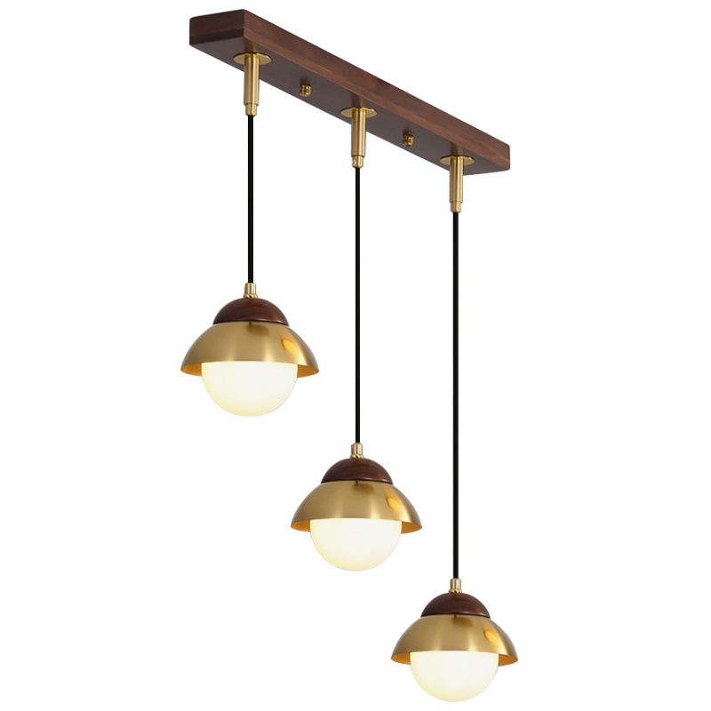 Линейный светильник Roch Linear Pendant Wooden Eco Light Белый Коричневый Латунь в Казани | Loft Concept 