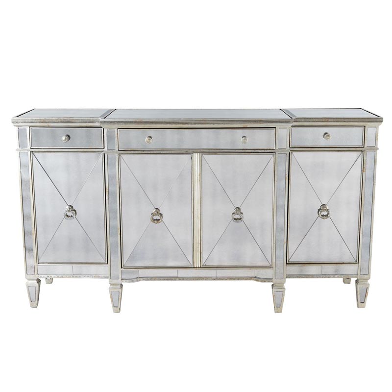 Комод зеркальный Celso Mirrored Chest of drawers 3 ящика и 4 дверцы Зеркало в Казани | Loft Concept 