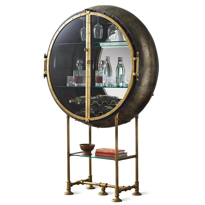 Шкаф Porthole Bar Restoration Hardware Латунь в Казани | Loft Concept 