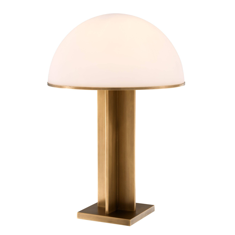 Настольная лампа Eichholtz Table Lamp Berkley Латунь Античная полированная Белое матовое стекло в Казани | Loft Concept 