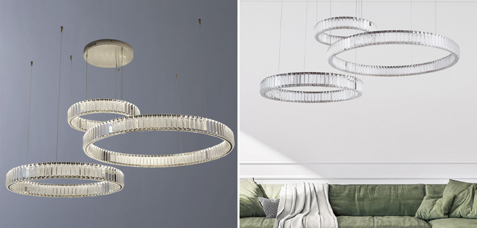 Хрустальная Люстра Триптих Crystal Ring Хром - фото №1