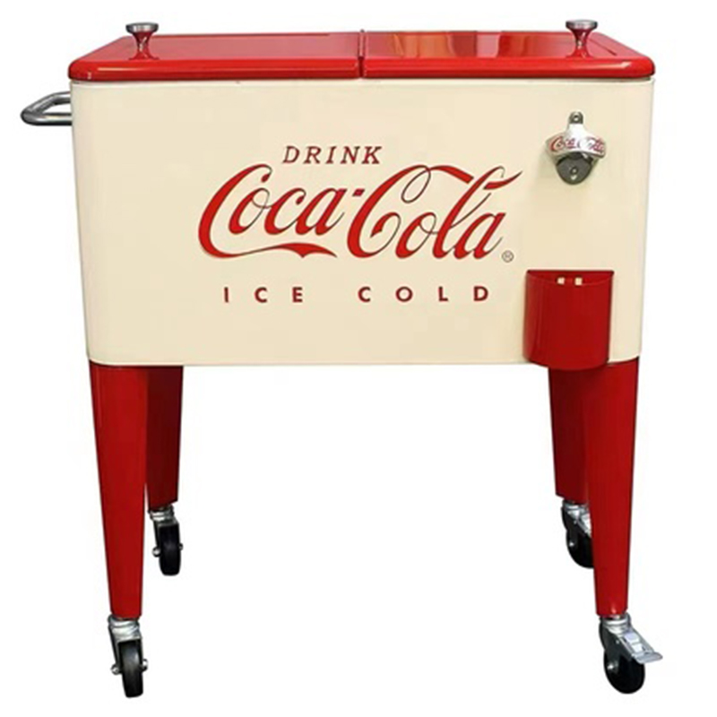 Куллер Retro Metal Coca-Cola Cooler Красный (Red) Бежевый в Казани | Loft Concept 