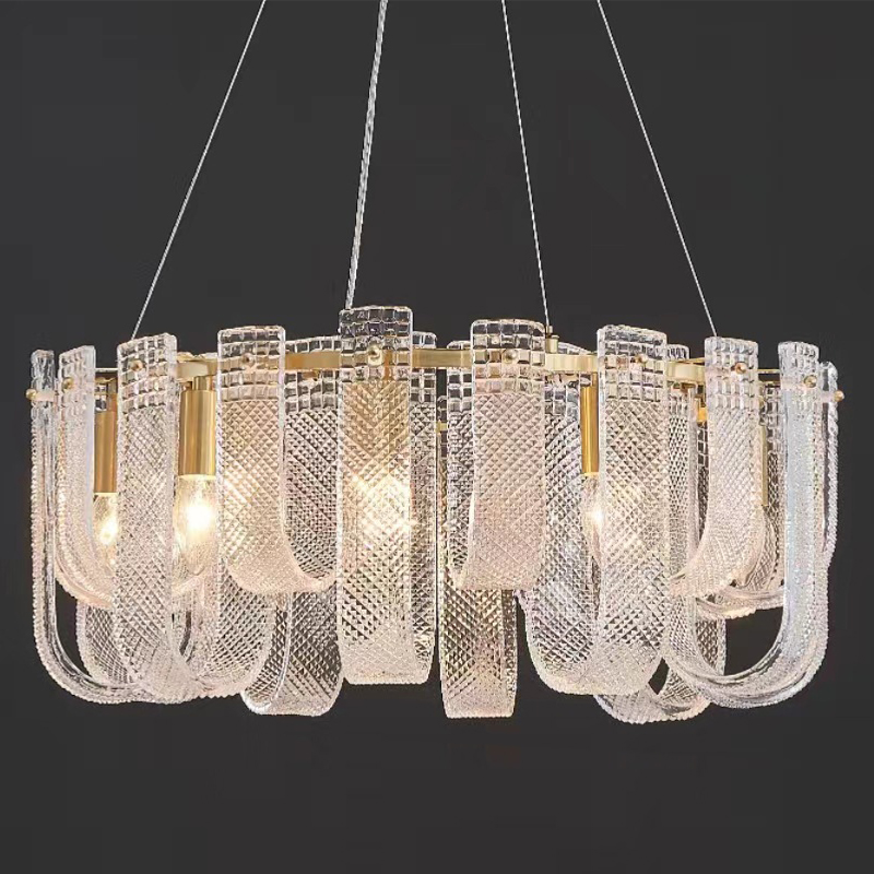 Люстра Prudence Textured Glass Chandelier Золотой Прозрачное Стекло в Казани | Loft Concept 