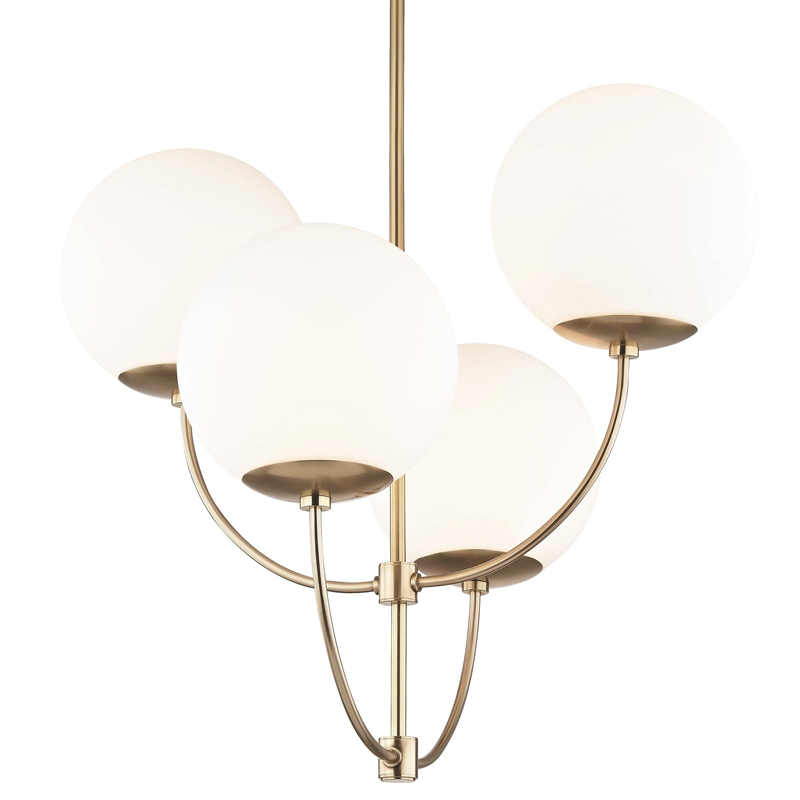 Люстра Breasal White Matte Balls Chandelier Brass Латунь Белое матовое стекло в Казани | Loft Concept 