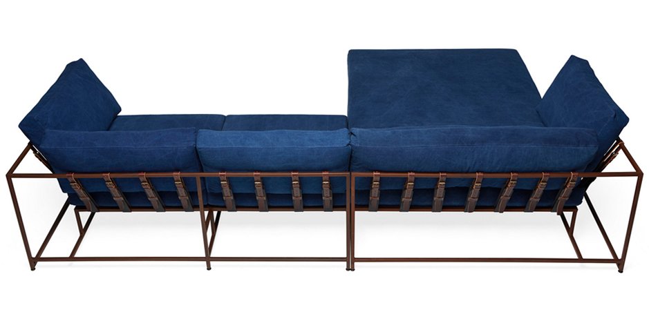 Угловой диван Indigo Denim and copper Sectional sofa  - фото №2