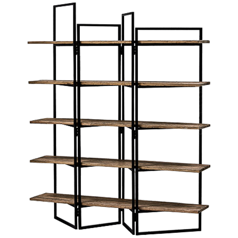 Стеллаж Luigi Loft Rack Черный Коричневый в Казани | Loft Concept 