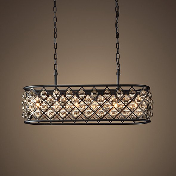 Люстра RH Spencer Rectangular Chandelier 80 Черный в Казани | Loft Concept 