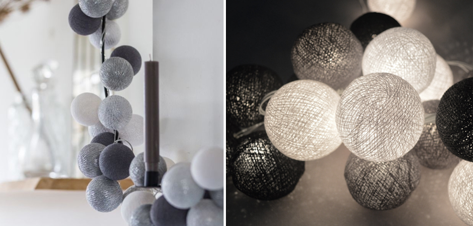 Гирлянда хлопковые фонарики Сotton Ball Silver Mix - Loft-Concept в Казани
