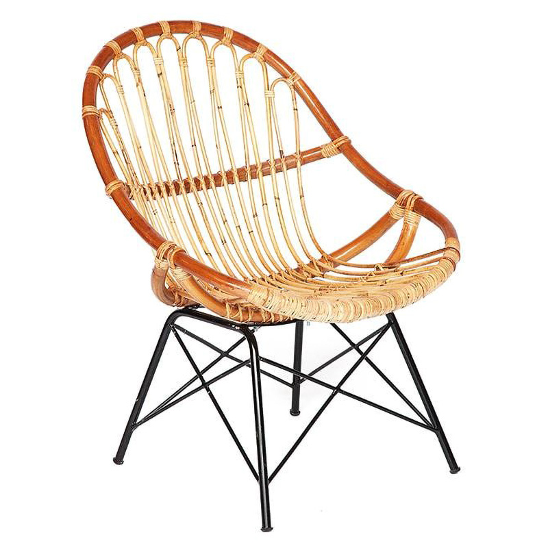 Кресло Rattan Wicker Chair Red Carcass Древесина Черный в Казани | Loft Concept 