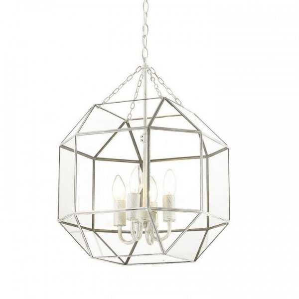 Подвесной светильник Glass & Metal Cage Pendant White 4 Белый в Казани | Loft Concept 