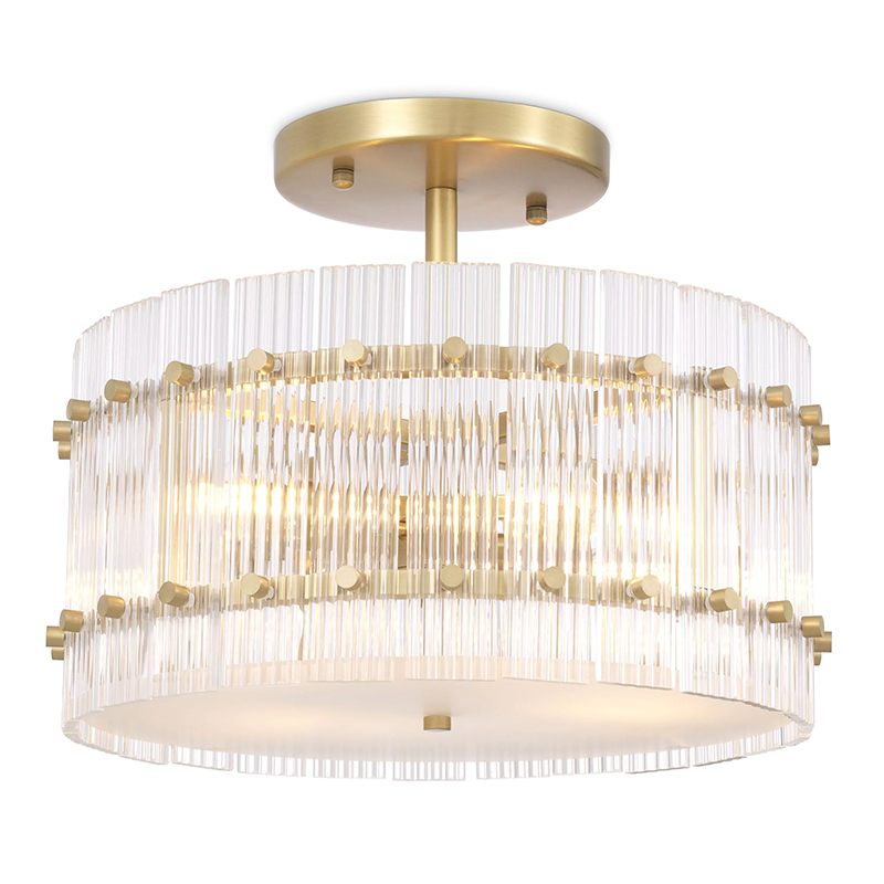 Потолочный светильник Eichholtz Ceiling Lamp Ruby Round Brass Латунь Прозрачное Стекло в Казани | Loft Concept 