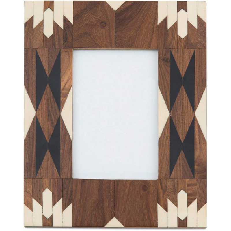 Фоторамка кость Brown Indian Wood Bone Inlay photo frame Бежевый Коричневый в Казани | Loft Concept 