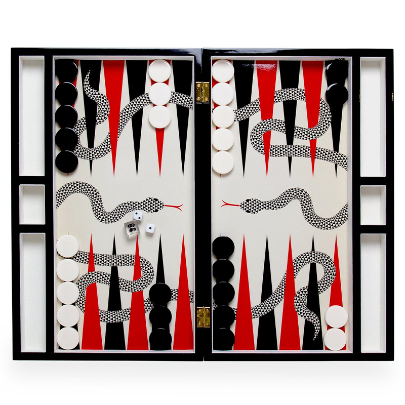 Нарды  EDEN BACKGAMMON SET Jonathan Adler Красный Черный ivory ( слоновая кость ) в Казани | Loft Concept 