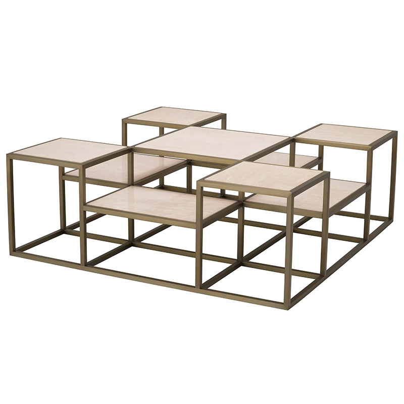 Кофейный стол Eichholtz Coffee Table Smythson Песочный Латунь в Казани | Loft Concept 