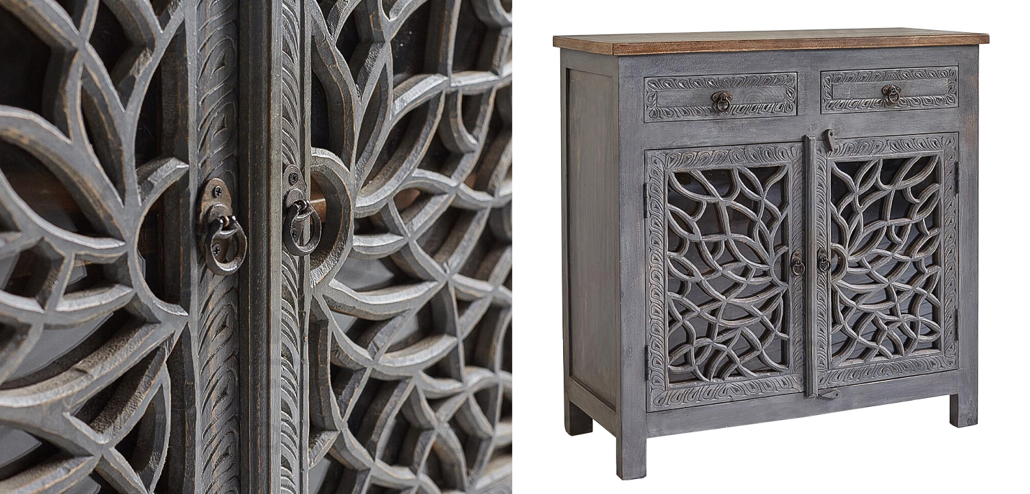 Комод Indian Antique White Furniture Chest of Drawers Rupa серый - фото №1