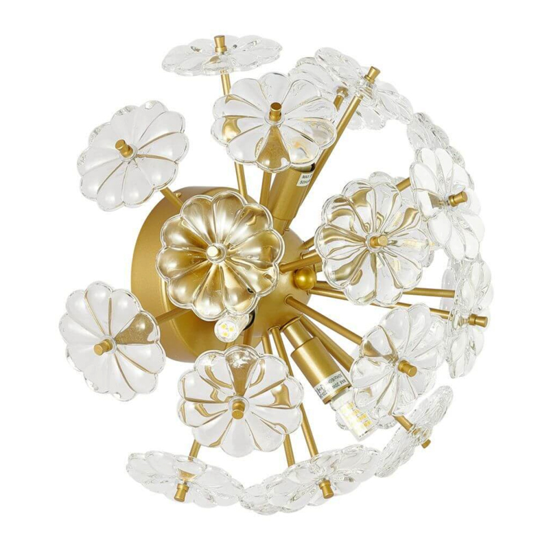 Бра Glass Flowers Sputnik Wall Lamp матовое золото Прозрачное Стекло в Казани | Loft Concept 