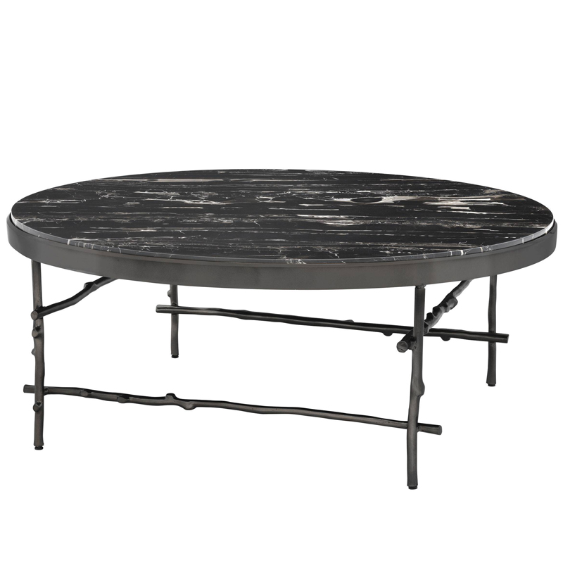 Кофейный стол Eichholtz Coffee Table Tomasso round Черный Мрамор Nero Темная бронза в Казани | Loft Concept 