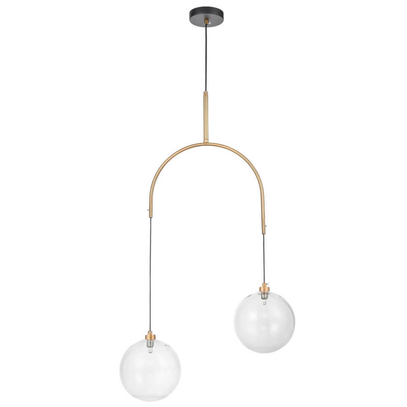 Люстра Two Hanging Ball Chandelier Золотой Прозрачный Черный в Казани | Loft Concept 