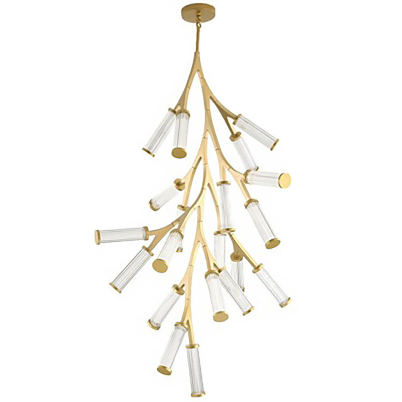 Люстра Cylinder Branches Chandelier Gold Vertical 20 Золотой Прозрачный в Казани | Loft Concept 