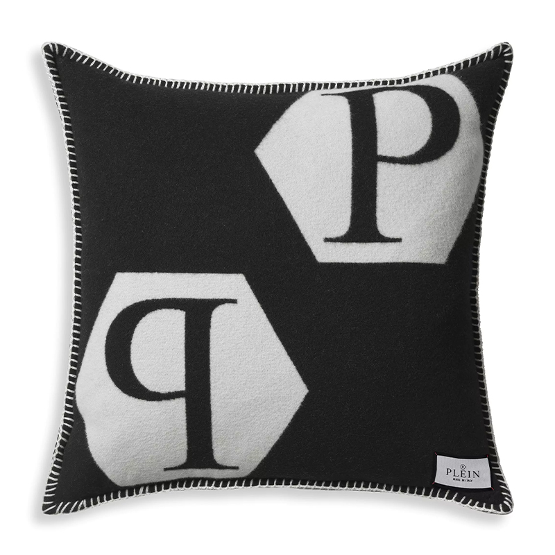 Подушка Philipp Plein Cushion Cashmere Black Черно-белый в Казани | Loft Concept 