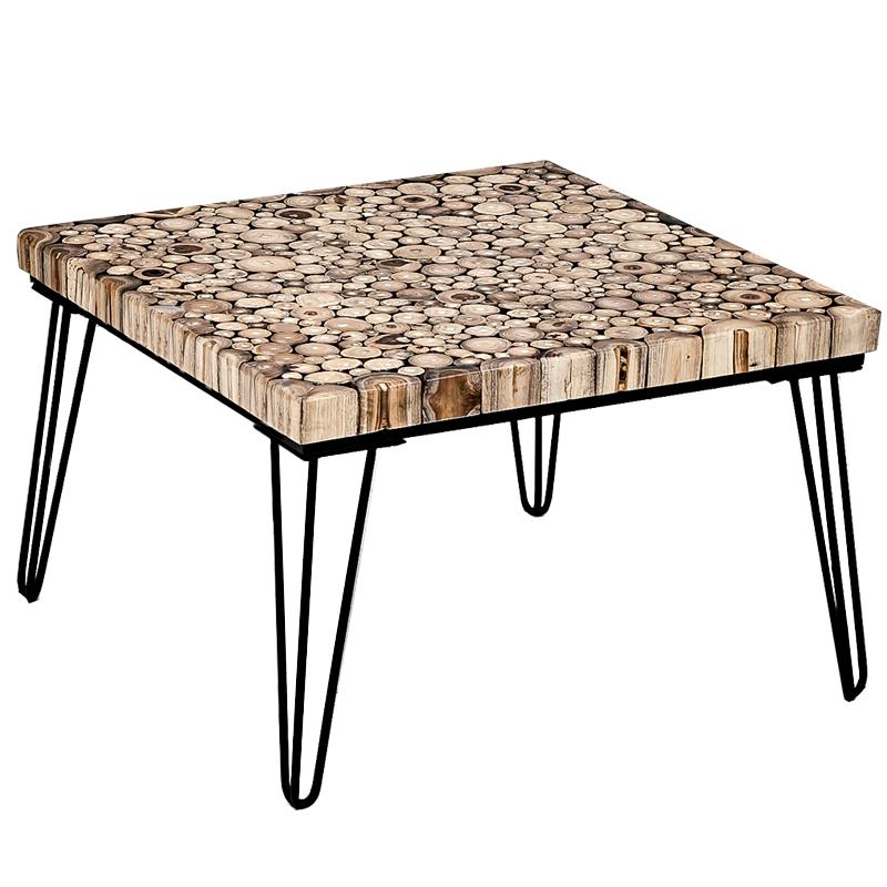 Кофейный стол Tree Cuts square coffee table Коричневый Черный в Казани | Loft Concept 