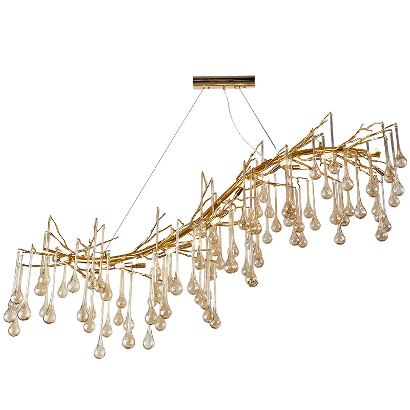 Люстра Droplet Branch Chandelier Глянцевое золото Янтарь (Amber) в Казани | Loft Concept 