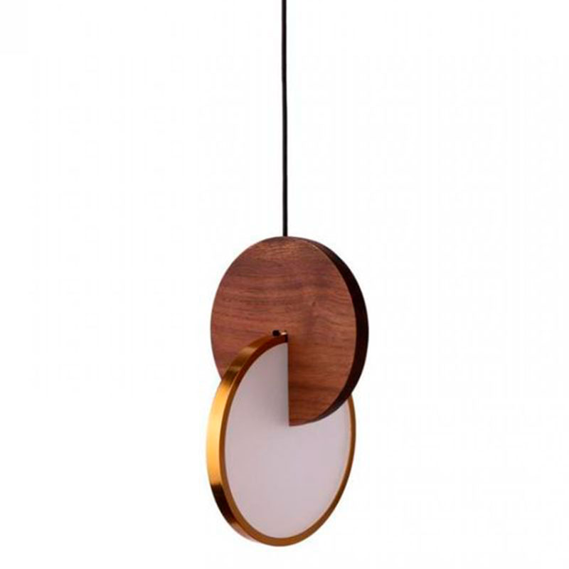 Подвесной светильник Eclipse Pendant Light Wood Золотой Белый Дерево Табак в Казани | Loft Concept 