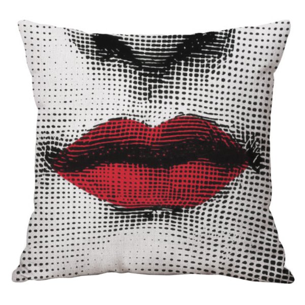 Декоративная подушка Fornasetti lips red Красный (Red) в Казани | Loft Concept 