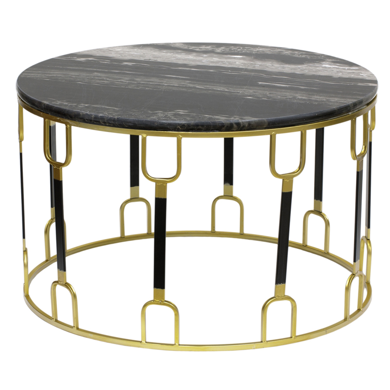 Приставной стол Dorius Side Table black marble Латунь Черный Черный Мрамор Nero в Казани | Loft Concept 