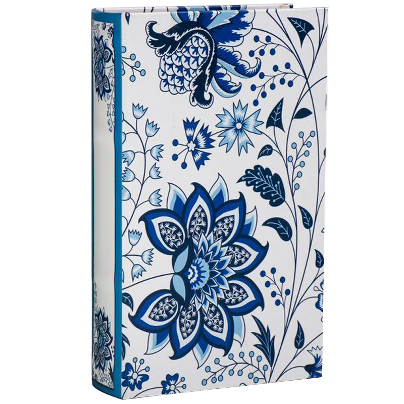 Шкатулка-книга с сейфом Fabulous Flowers Book Box Синий Белый в Казани | Loft Concept 