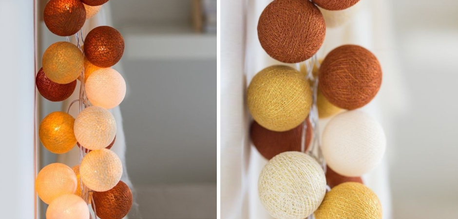 Гирлянда хлопковые фонарики Сotton Ball Gold-Copper - Loft-Concept в Казани