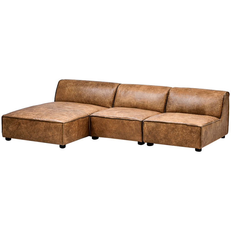 Диван Diehl Leather Sofa Карамель Хром в Казани | Loft Concept 