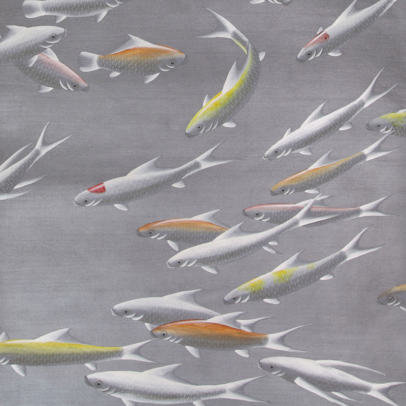 Обои ручная роспись Fishes Koi on Flash metallic Xuan paper  в Казани | Loft Concept 