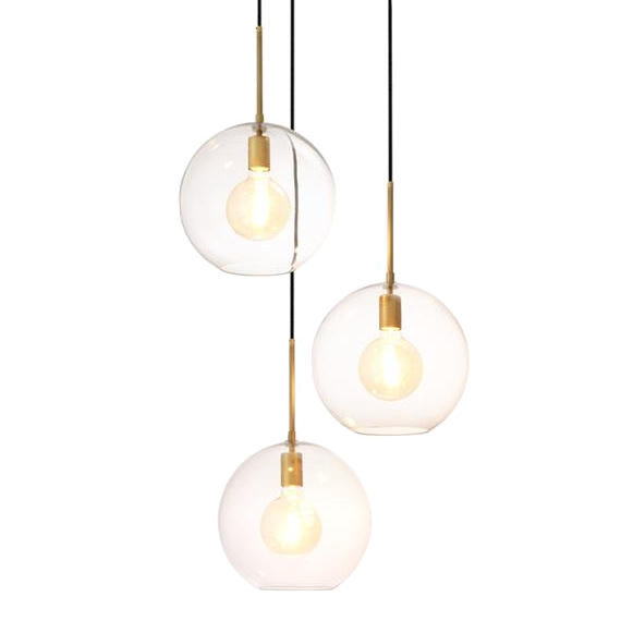 Люстра Chandelier Tango 3 light Латунь Античная полированная Темная бронза Прозрачное Стекло в Казани | Loft Concept 