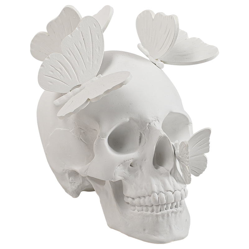 Статуэтка Skull with butterflies white Белый в Казани | Loft Concept 