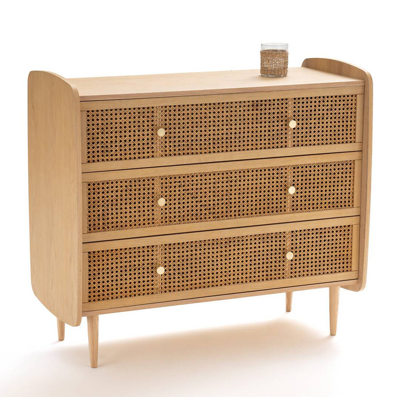 Комод с 3-мя ящиками из плетеного ротанга Aelius Rattan Wicker Chest of drawers Светлый дуб Комод с 3-мя ящиками из плетеного ротанга Aelius Rattan Wicker Chest of drawers Светлый дуб в Казани | Loft Concept