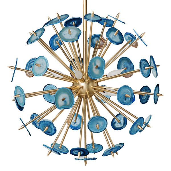  Люстра  Agate Burst Chandelier BLUE с синими агатами Синий Латунь в Казани | Loft Concept 