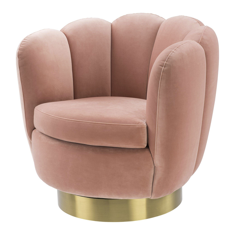 Кресло Eichholtz Swivel Chair Mirage nude Розовый пастельный Матовая латунь в Казани | Loft Concept 