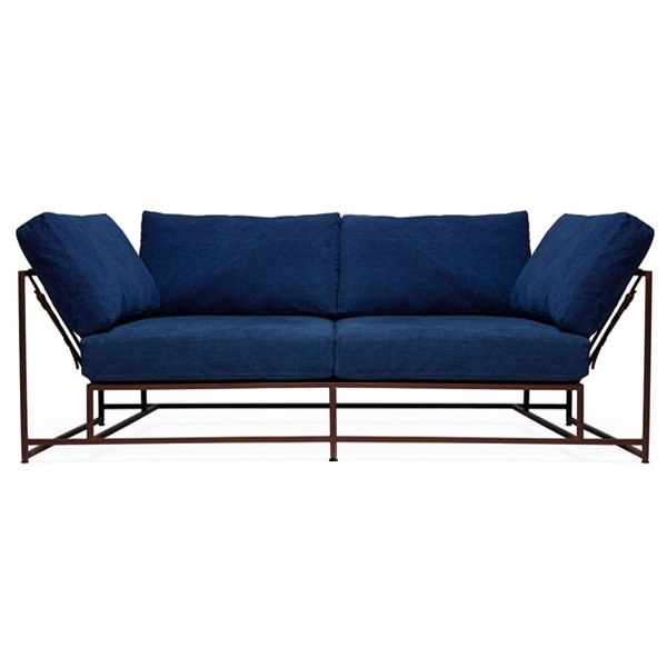 Двухместный диван Indigo Denim and copper Two Seat Sofa Индиго в Казани | Loft Concept 