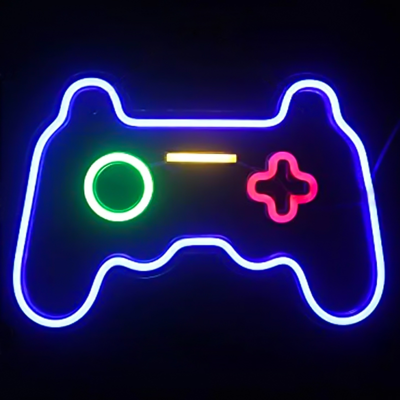 Неоновая настенная лампа Joystick Neon Wall Lamp Синий Зеленый Красный Желтый Прозрачный в Казани | Loft Concept 